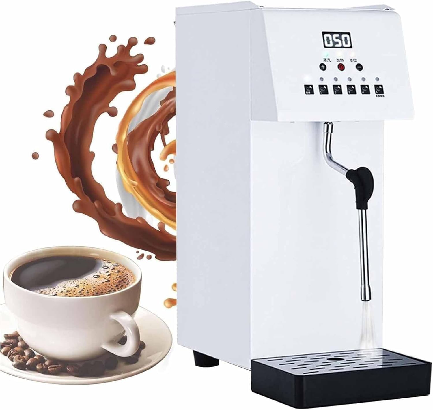 6L Commercial Automatic Milk Frother Machine with LCD, 1.0-2.0 Bar Pressure, Heavy-Duty Steam Frother for Coffee & Tea, Perfect for Cafés, Restaurants & Home Use