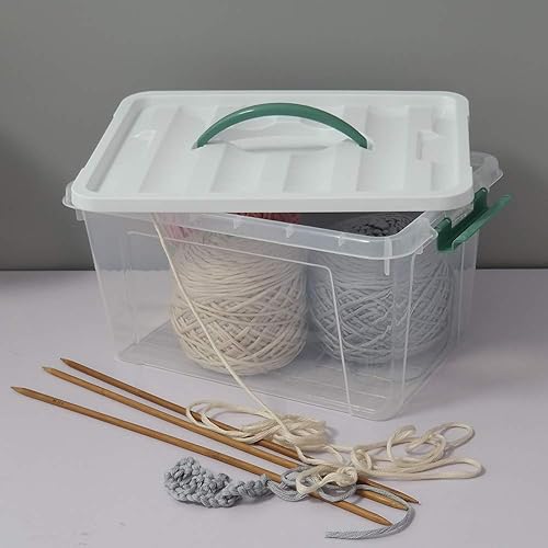 Miniatura 4 de Gloreen Contenedores de almacenamiento transparentes de 14 cuartos de galón con tapa y asa, multiuso apilables, caja de pestillos de almacenamiento