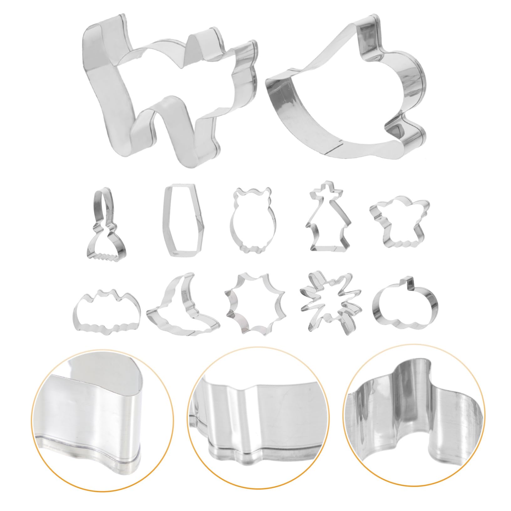MAGICLULU 5 Sätze Backform Keksdekorationsvorräte Urlaub Halloween Dekoration Halloween-dekoration Schneidematte Keksform Entzückender Keksausstecher Edelstahl 430 Silver 12 Stück * 5