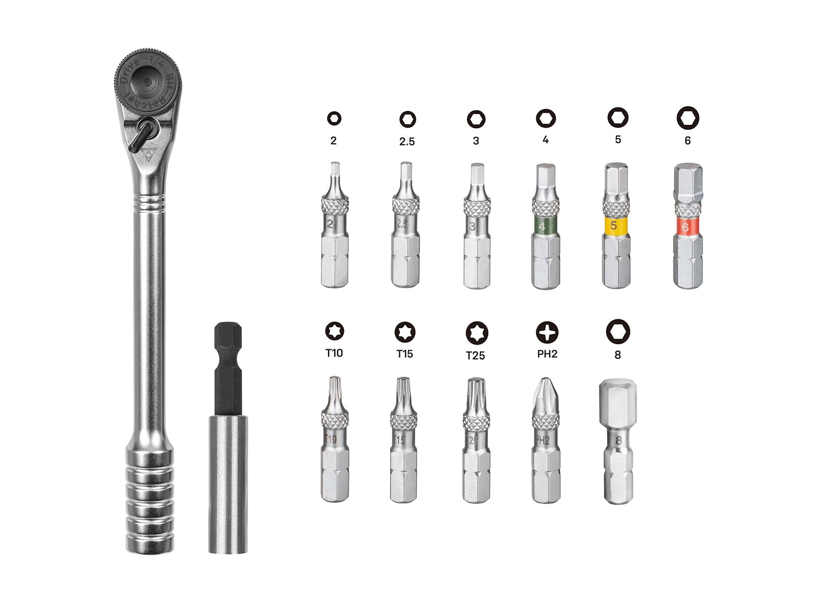 Topeak Ratchet Rocket Essential HD (TT2633) - Kit de herramientas de trinquete de alto par de 15 funciones - Capacidad de 60 Nm - 13 puntas - Soporte magnético para brocas - Funda de nailon 1000D | kits de herramientas para bicicleta