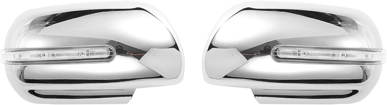 X AUTOHAUX Mirror Cover Cap Overlay for Suzuki Grand Vitara SUV 08-15 Pair | Pair Car Rear View Driver Passenger Side, Chrome Plated, with LED Turn Signal Light, Mirror Guard Covers, Exterior