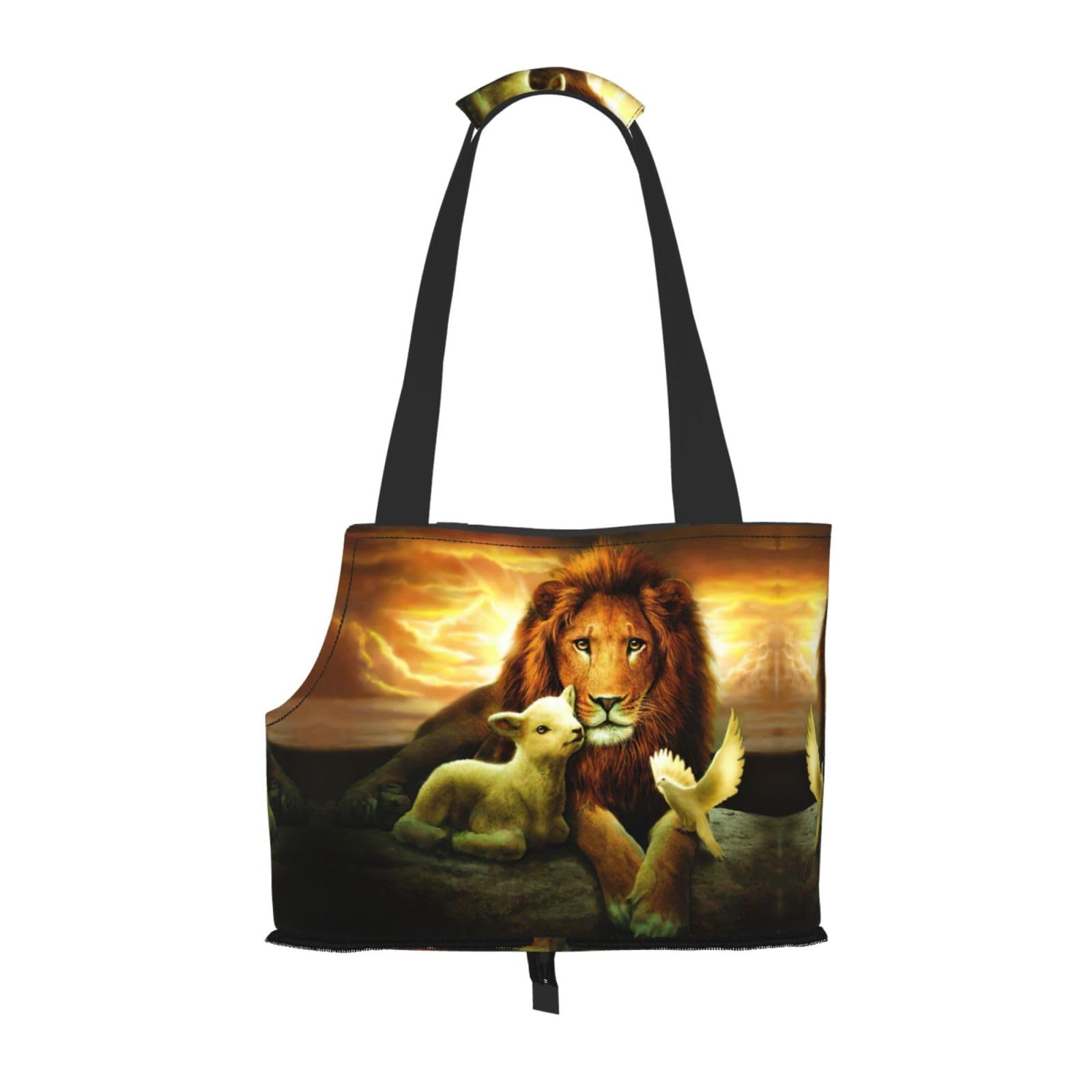 Sac de transport pour petits chiens chic au motif lion coucher de soleil