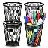Smgmg Pen Holder for Desk, Pencil Holder for Desk, 4 Pack Pencil Cup for Pen, Mesh Metal Pen Organizer for Desk Black, Desk Pen Holder