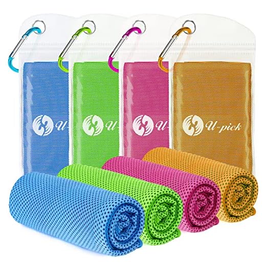 U-pick 4 Packs Cooling Towel (40"x 12"), Ice Towel, Microfiber Towel, Soft Breathable Chilly Towel for Yoga, Sport, Gym, Workout, Camping, Fitness, Running, Workout & More Activities