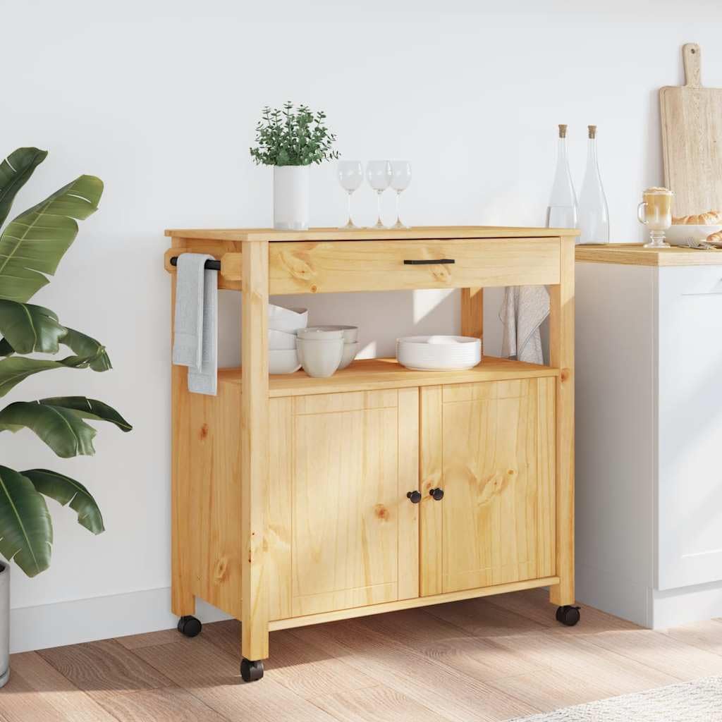 Carrello da cucina Monza, 84 x 40 x 88,5 cm, in legno massello di