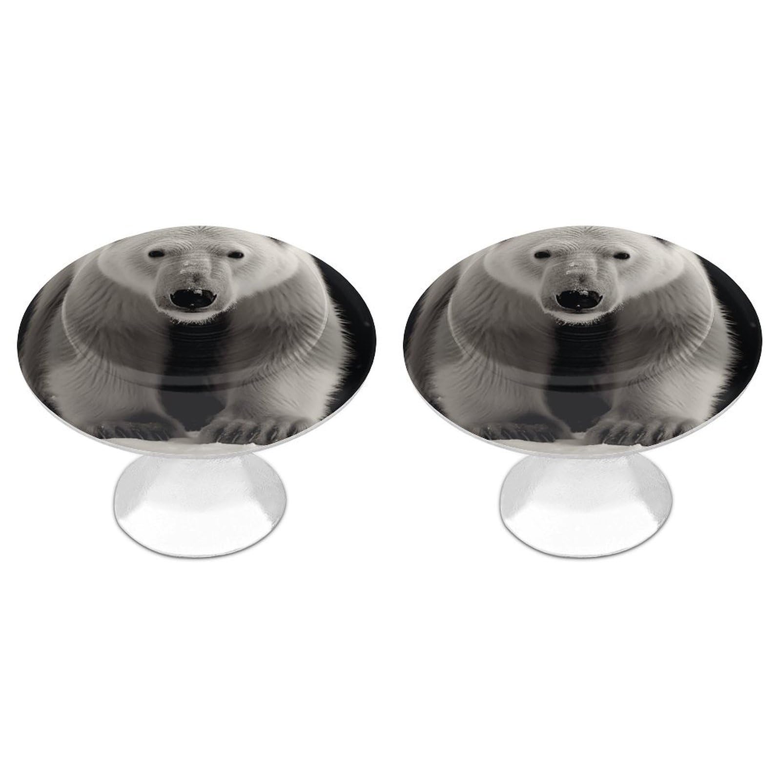 FekiLoot Polar Bear Cabinet Knobs for Kitchen Ornament, Round Zinc Decorative Drawer Pulls for Cabinets Trendy, Dresser Drawers Pulls Bathroom Dresser Knob with Screw