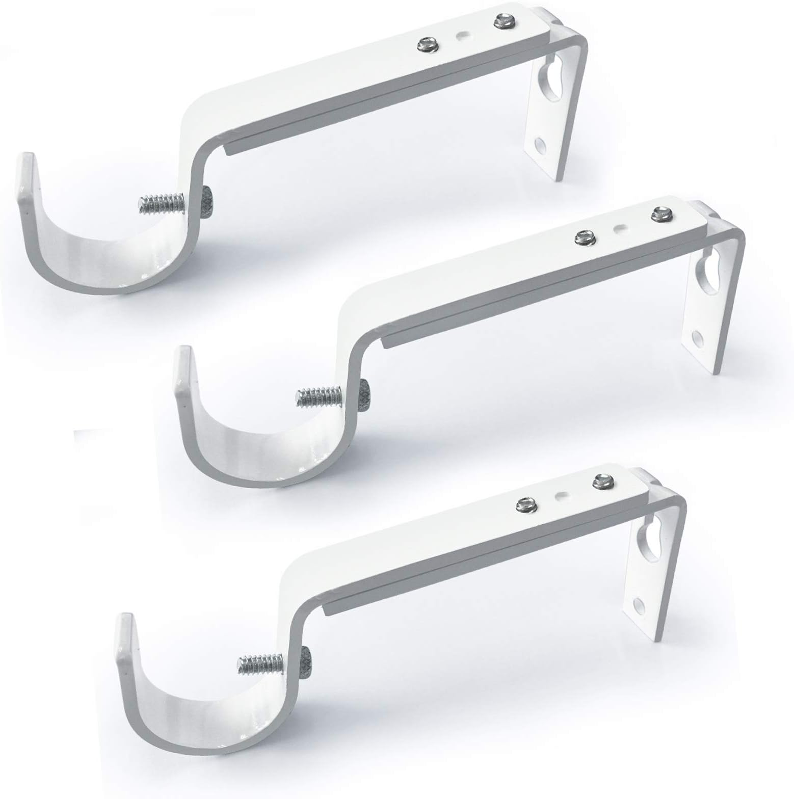 White Adjustable Curtain Rod Brackets (Set of 10) Drapery Rod Bracket for 3/4 or 5/8