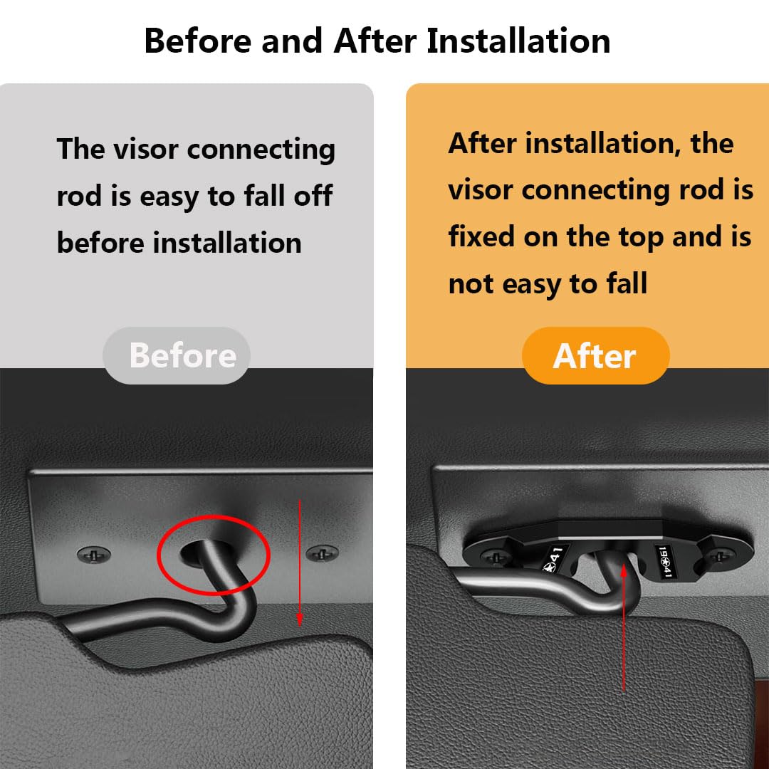 2 PCS Sun Visor Repair Kit Metal Sun Visor Repair Clip Heavy Duty Fix Kit Used to Fix Loose Sunshades Replaceable Compatible with Wrangler Jk 2018 Jl 2018-2023 2020-2023 Gladiator Interior Accessories