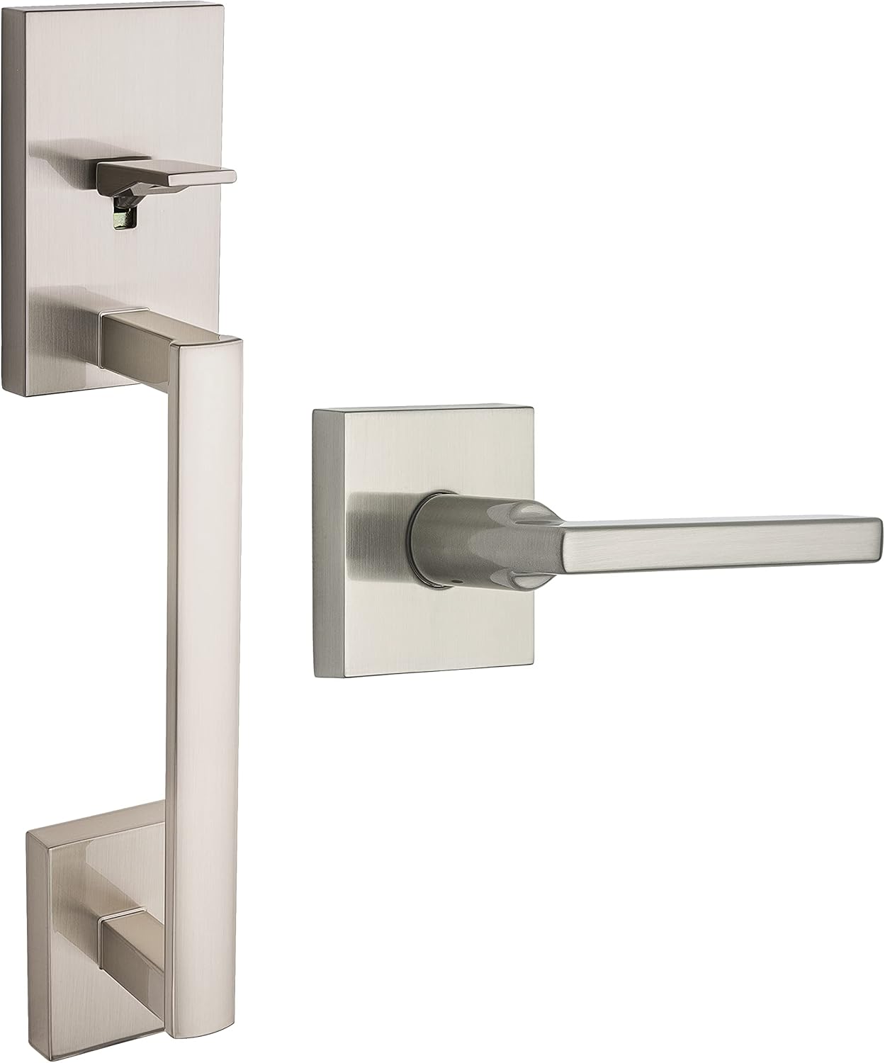 Weiser Satin Nickel Front Door Lock and Handle Set, San Clemente