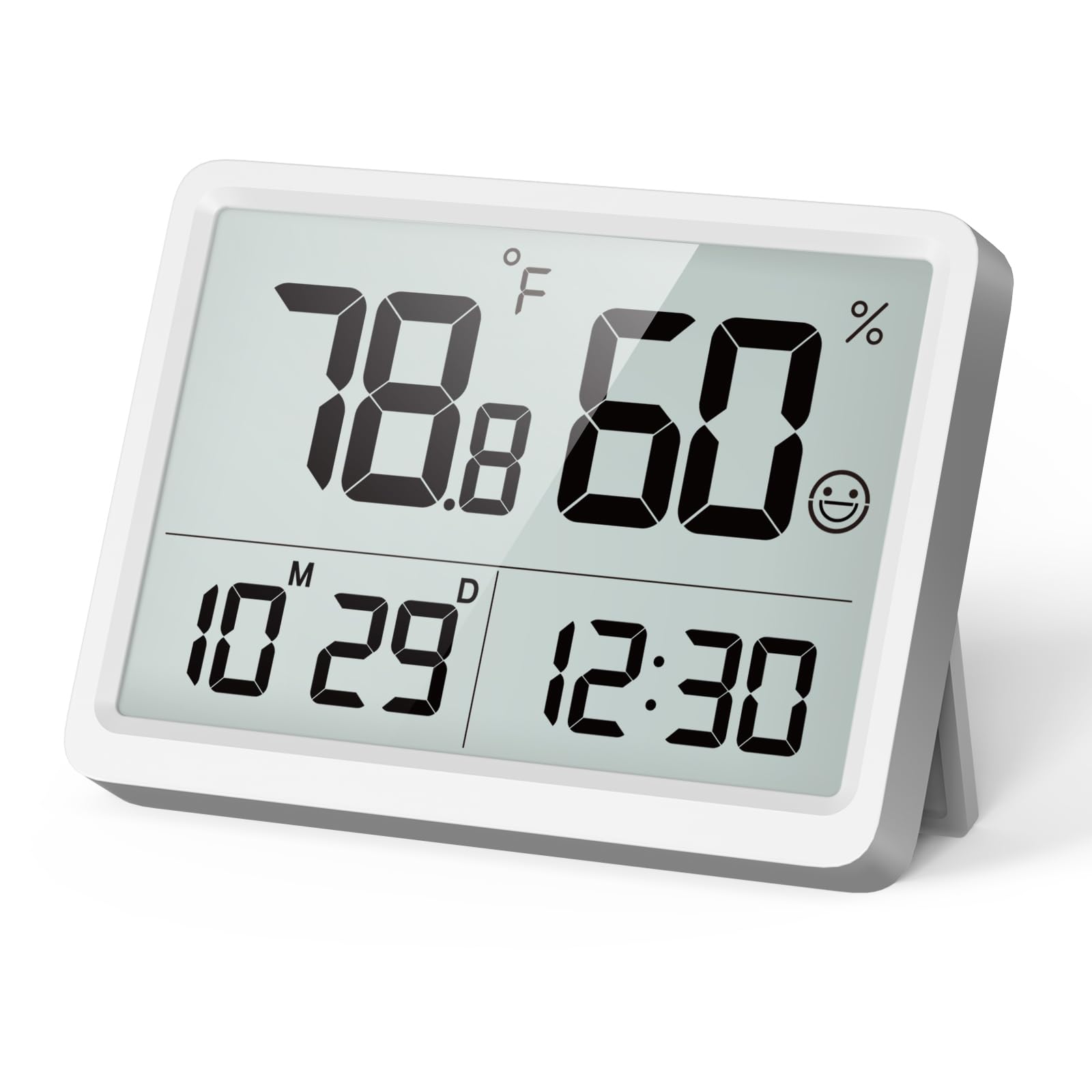DOOMAY Digital Hygrometer Indoor Thermometer: Small Temperature and Humidity Meter with Precise Sensor, Calibration, Time and Date for Garage Greenhouse Baby Room (White)-image-24