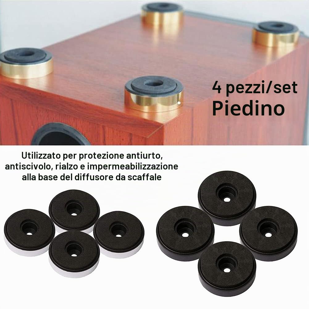 Piedini di Isolamento per Giradischi in Alluminio 40x10mm Supporto Piede Coni Base Audio Amplificatore (Nero)