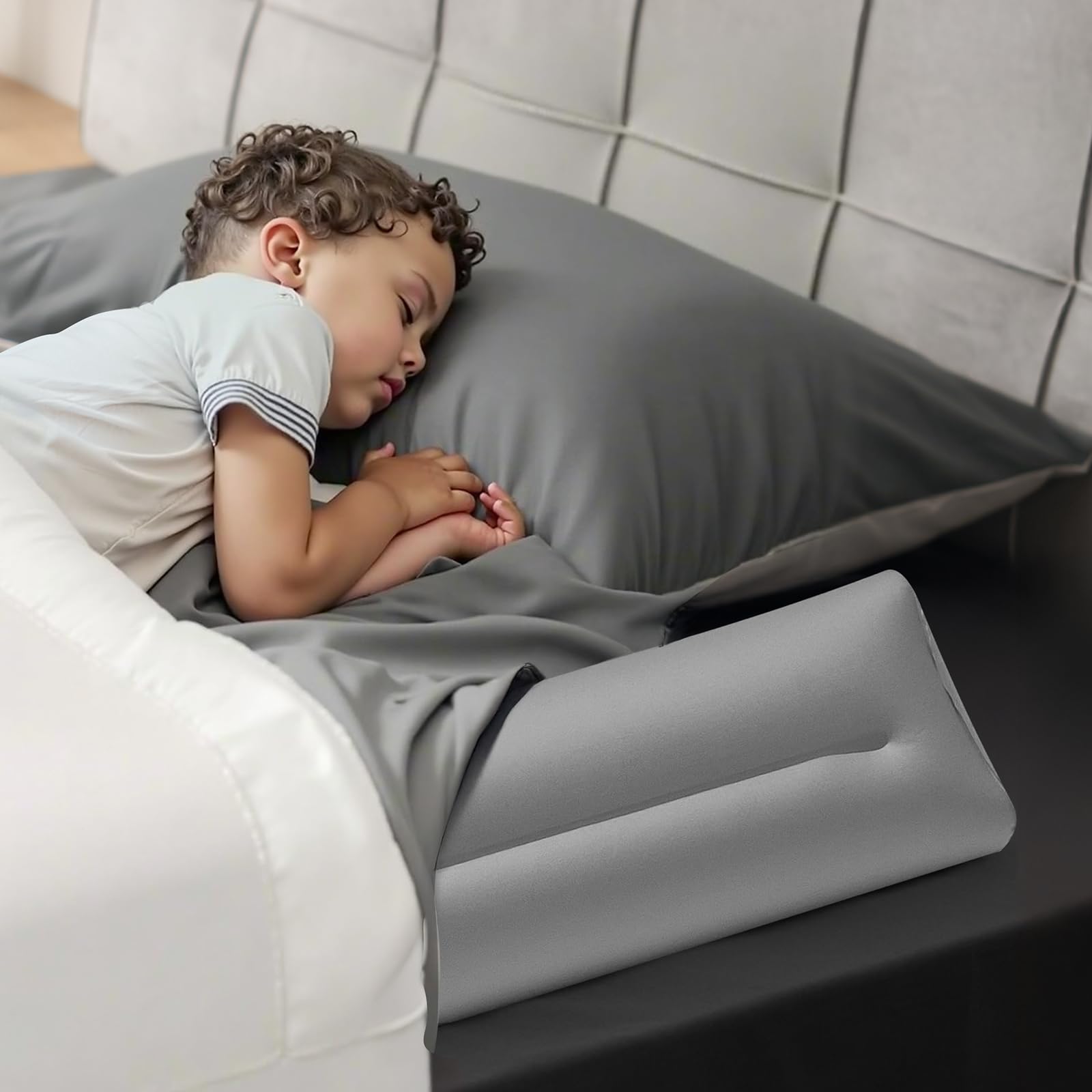 VEVOR Paracolpi per Letto per Bambini Piccoli, 1205 x 160 x 180 mm di Protezione per Letto Gonfiabile con Pompa Manuale, Paracolpi Antiscivolo per Bambini Letti Leggero e Portatile 2 Pezzi
