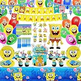 190PCS Yellow Cartoon Party Decorations for 16 Guests, Birthday Decorations Include Happy Birthday B
