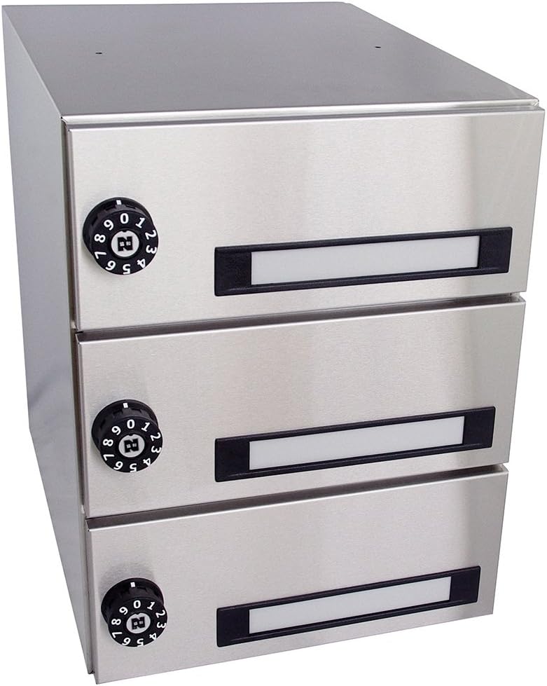 新協和 Mailbox Front and Post Out, Horizontal Type, Silent Dial Lock Included, for 3 Doors
