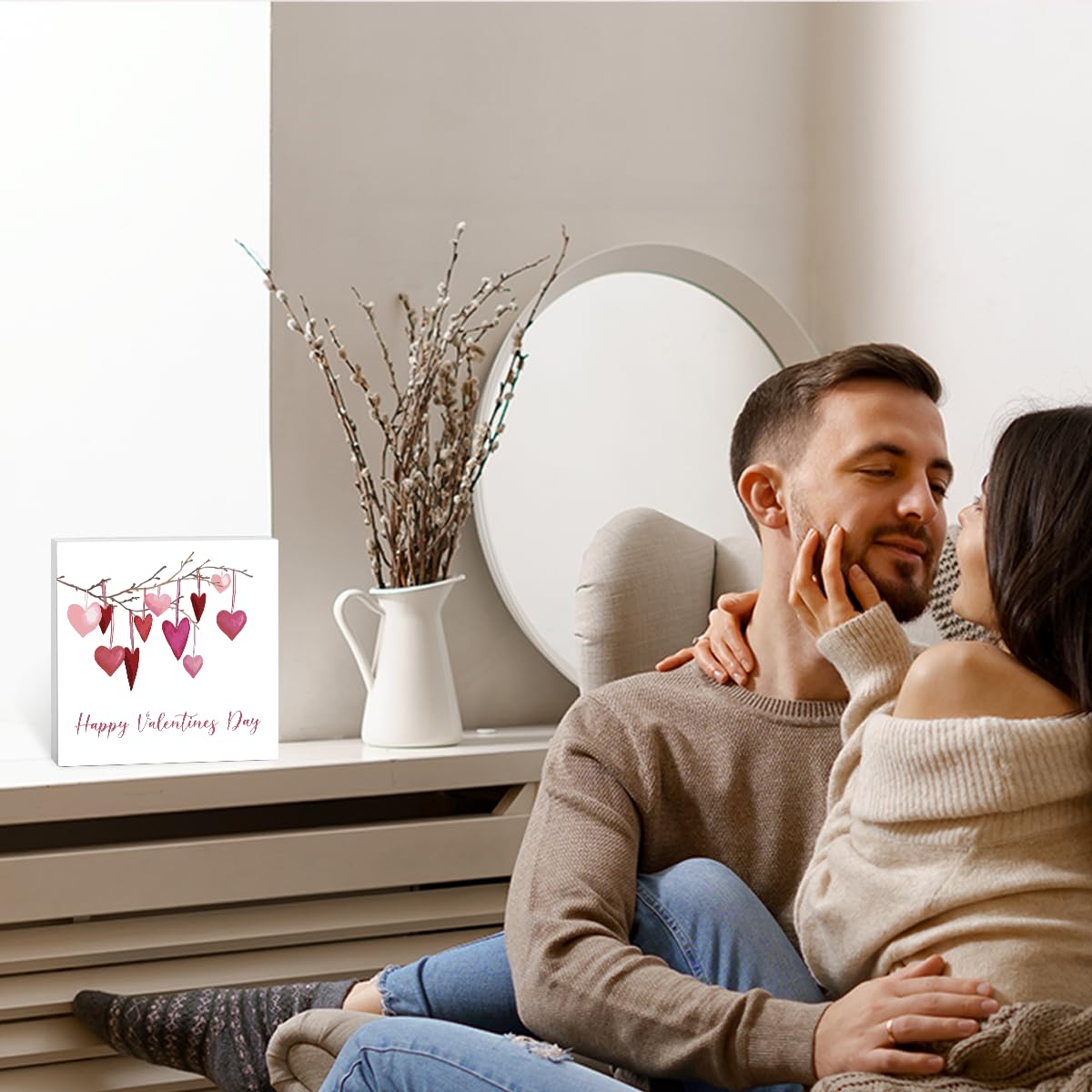 Decoración de San Valentín para el hogar, decoración temática de San Valentín, decoración rosa del día de San Valentín, regalos de San Valentín para parejas, mujeres y hombres, letreros de mesa de San