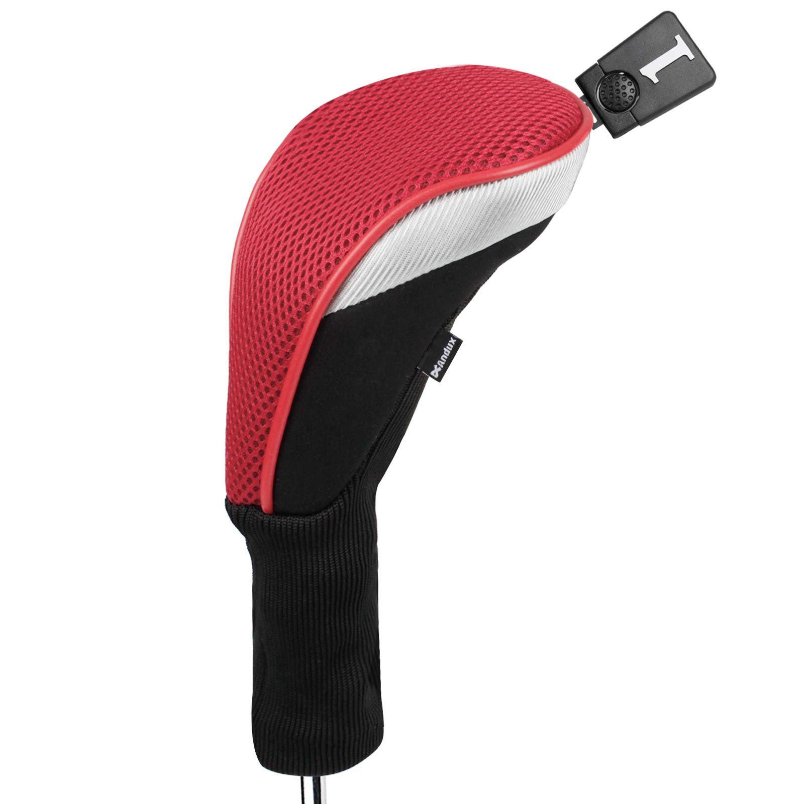 Andux Golf Schlägerkopfhüllen für Driver, 460 cc, Langer Hals rot
