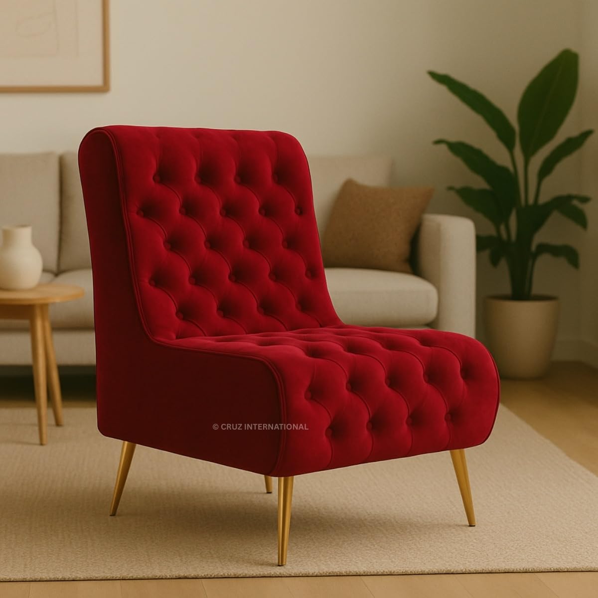 CRUZ INTERNATIONAL - online shopping-be ready ! Red Dinning Wing Chair - Fabric Accent Armchair for Living Room, Waiting Room, Office | High Back Chair Upholstered (1 Pillow)-image-36