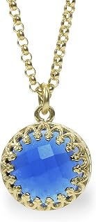 Delicate Sapphire Necklace - Cute Round Gemstone Pendant Necklace Fashion Jewelry, Handmade Necklaces, Birthstone Necklaces, Everyday Necklaces - Artisan Dainty Necklaces for Women