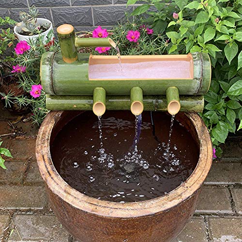RJYYYDSO Fuente de bambú para decoración de jardín, caño de Agua con Bomba, decoración de jardín, Cascada, esculturas japonesas para Exteriores, estatuas, artesanías(60 centímetros