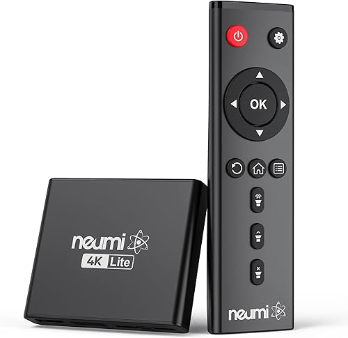 NEUMI Atom 4K Lite Reproductor multimedia digital Ultra-HD para unidades USB y tarjetas SD, reproduce videos 4KUHD, HEVCH.265, HDMI y AV analógico,