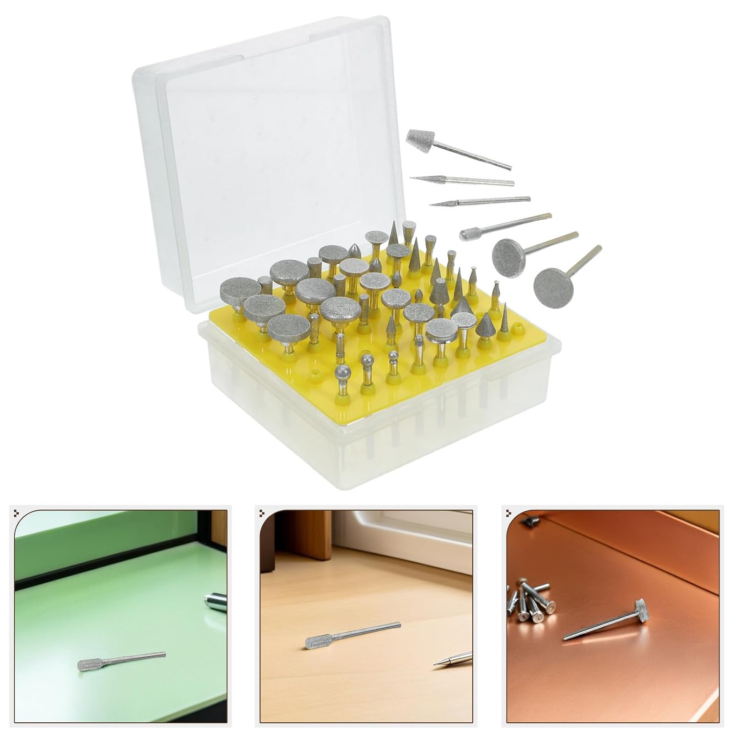 50pcs Grinding Bits for Stone Emery Rotary Tool Attachment Silver | Jewelry and Metal Use, Engraving Projects and Restoration Tasks, Smooth Surfaces with Quick Deburring and Polishing
