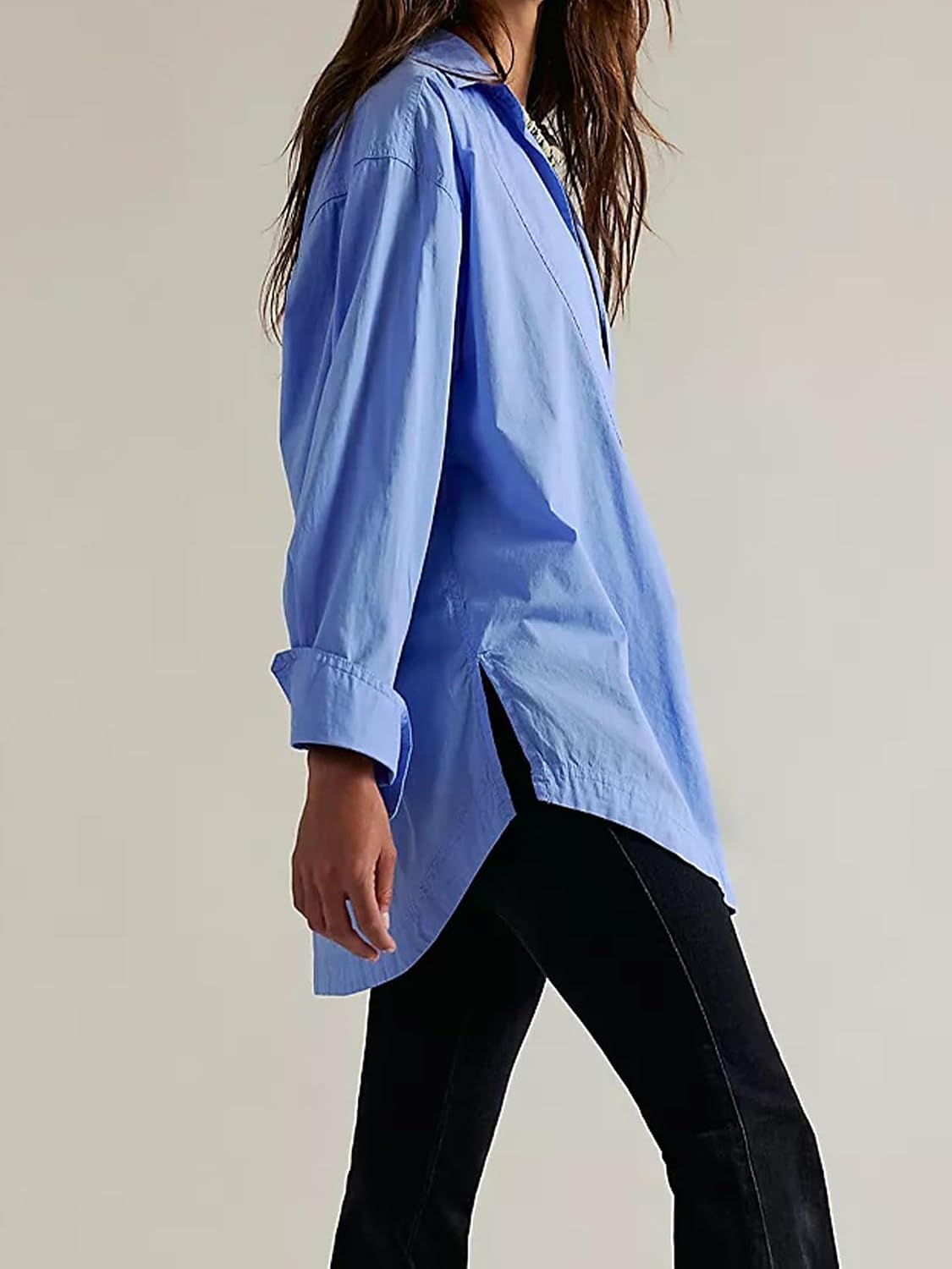 Women's V Neck Blouses Casual Long Sleeve Shirt Tops Loose Fashion Spring Summer Blouses Pullover Tunic Tops