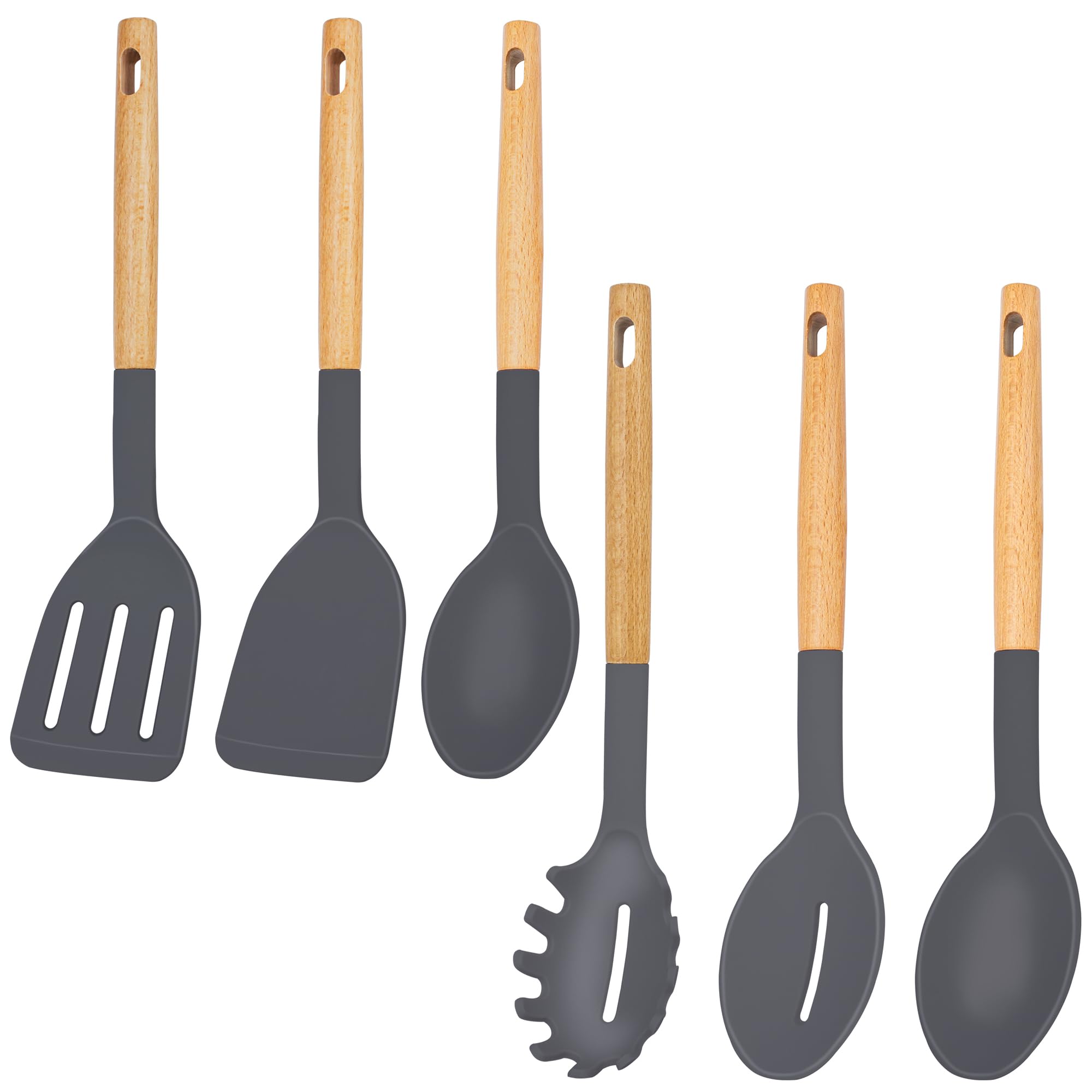 EANINNO6pcs Silicone Spatula Spoon Set Grey