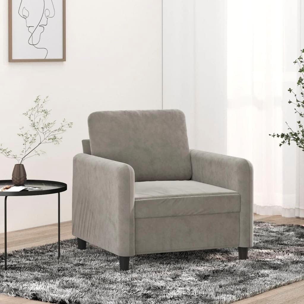 Sofa Chair Light Gray Velvet (100% Polyester) Living Room Furniture
