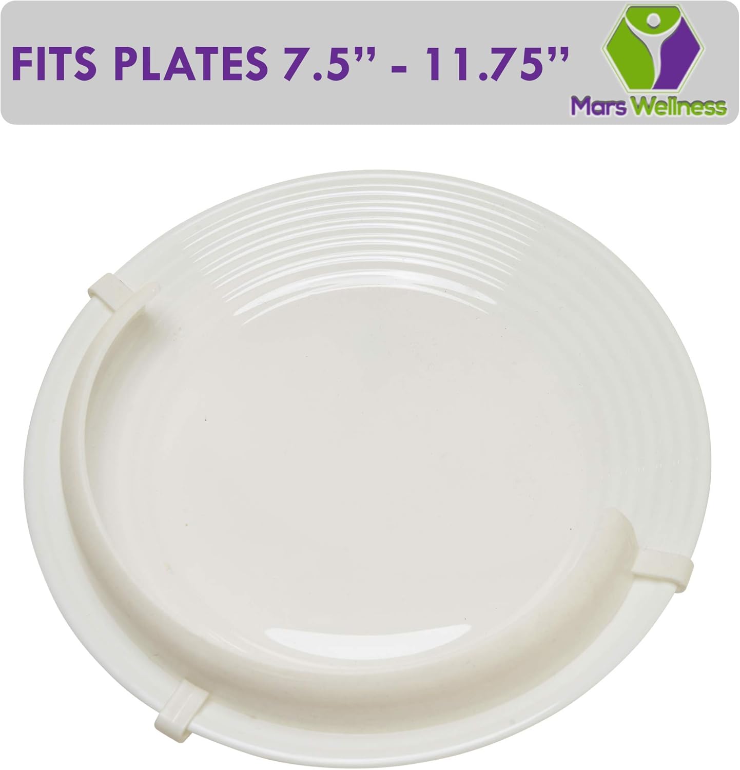 Mars Wellness White Food Plate Guard - Reusable Snap On Ring fits 7.5" - 11.75" Plates - Kitchen Living Aid to Prevent Spills - Microwave Dishwasher Safe - Disabled, Elderly, Handicapped : Health & Household