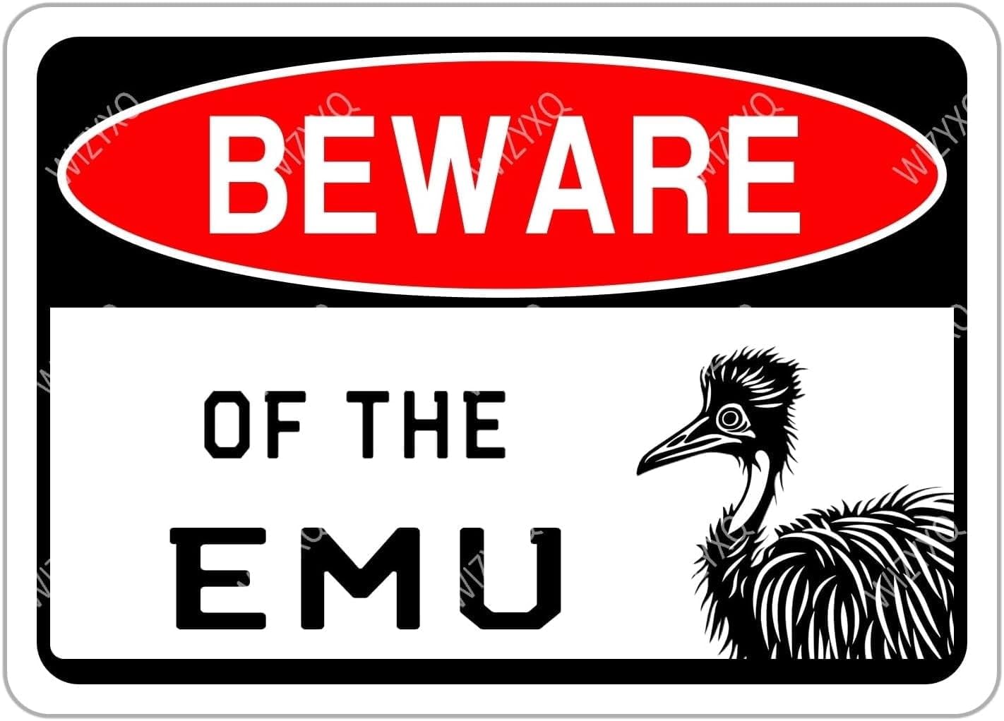 (2-Pack) Metal Tin Sign Sign - Beware of The Emu - Funny Sign - Warning Decor for Yard, Garden, Garage, Fence - 8x12 Inches