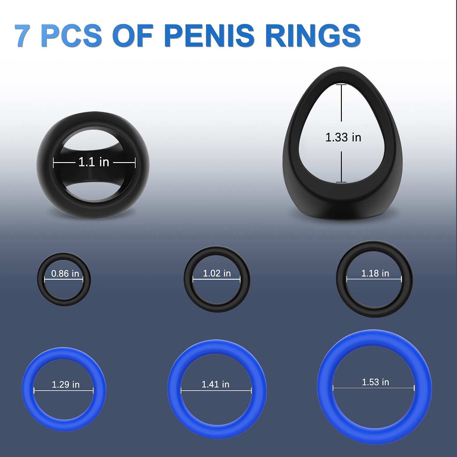 Anello Pene Set - SEXY SLAVE 7pcs elastico silicone cockring per erezioni più durature, Sextoys per gli uomini o coppie