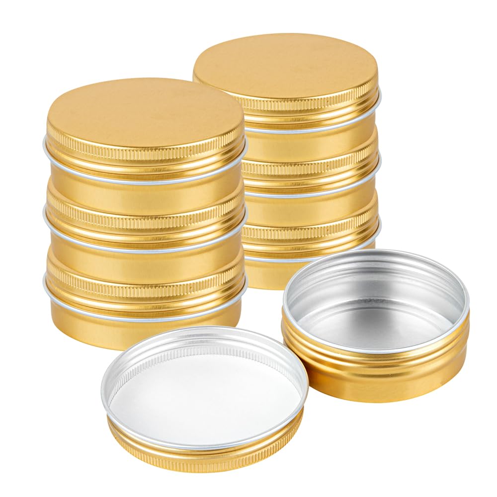 Boîtes de rangement rondes aluminium doré Restaurantware RW Base avec couvercle vissable x10