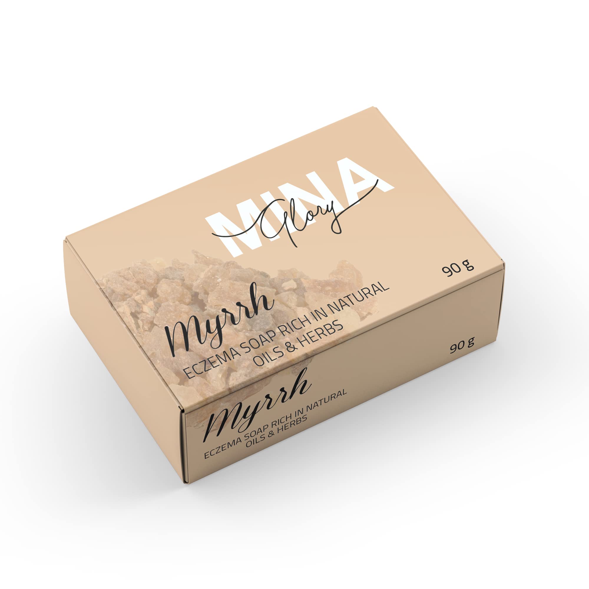Mina GloryMyrrh Soap 90g infused with the goodness of natural ingredients of Herbs and Oils. Designed to helps in skin diseases recovery For Acne, Eczema, & Dry, Sensitive Skin