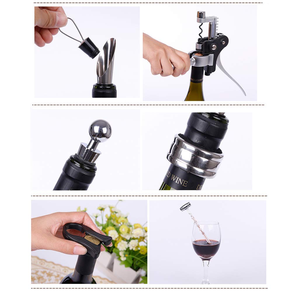 MRKU Set Manuale di cavatappi con apribottiglie e 9 Accessori Eleganti.