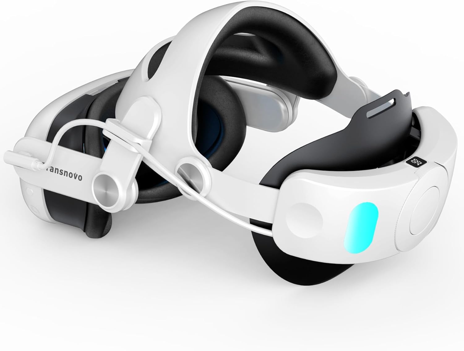 TRANSNOVO Comfort Head Strap Compatible with Meta Quest 3, 6000mAh Battery Pack Strap for Quest 3 Accessories, One-Button Retractable Adjustment & Digital Display, Enhanced Comfort and Extend Playtime