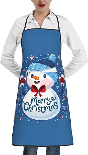 Delantal de cocina de nieve de Navidad para delantales impermeables de cocina, barbacoa y babero Pubnico para chefes, mujeres y hombres