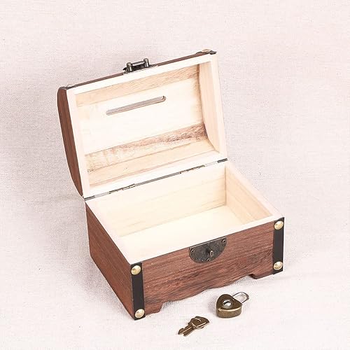 Miniatura 8 de GANAZONO Hucha decorativa con cerradura de hierro, 2 unidades, caja de almacenamiento para guardar dinero, caja de recuerdo para decoración de boda,