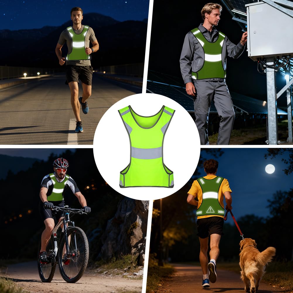 Chaleco de Seguridad Reflectante, Chaleco de Seguridad de Alta Visibilidad, Chaleco de Seguridad Amarillo que Refleja para Correr Montar en Bicicleta Caminar y Andar en Moto