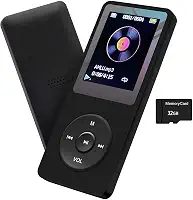 MP3 Player 32 GB com alto-falante FM Rádio Fone de ouvido portátil HiFi Som sem perda MP3 Mini Player Gravador de voz E-Book HD tela 1,8 polegadas Preto suporta até 128 GB