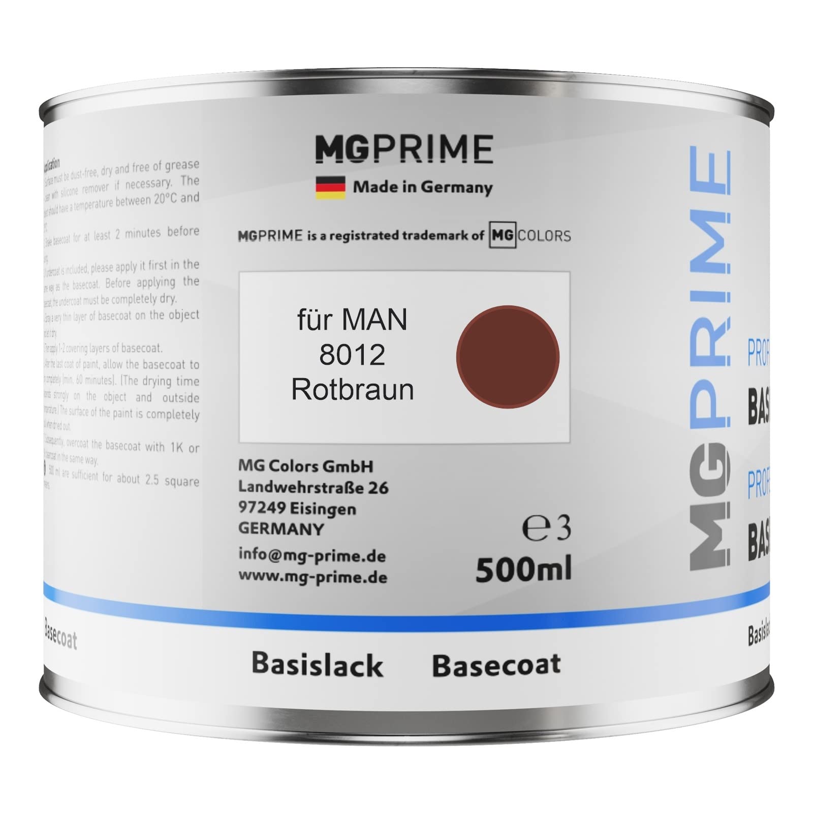MG PRIME Kit pots de Peinture voiture pour MAN 8012 Rotbraun 1,25L