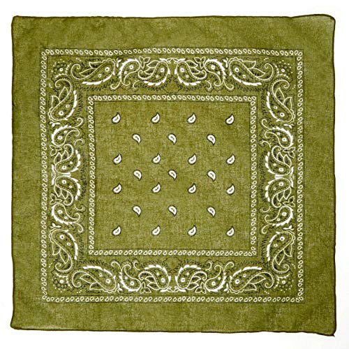 Be-Creative Bandana uni 100 % coton Motif cachemire Camo Army Vache Garçon Fille B3 - Vert olive cachemire Cover
