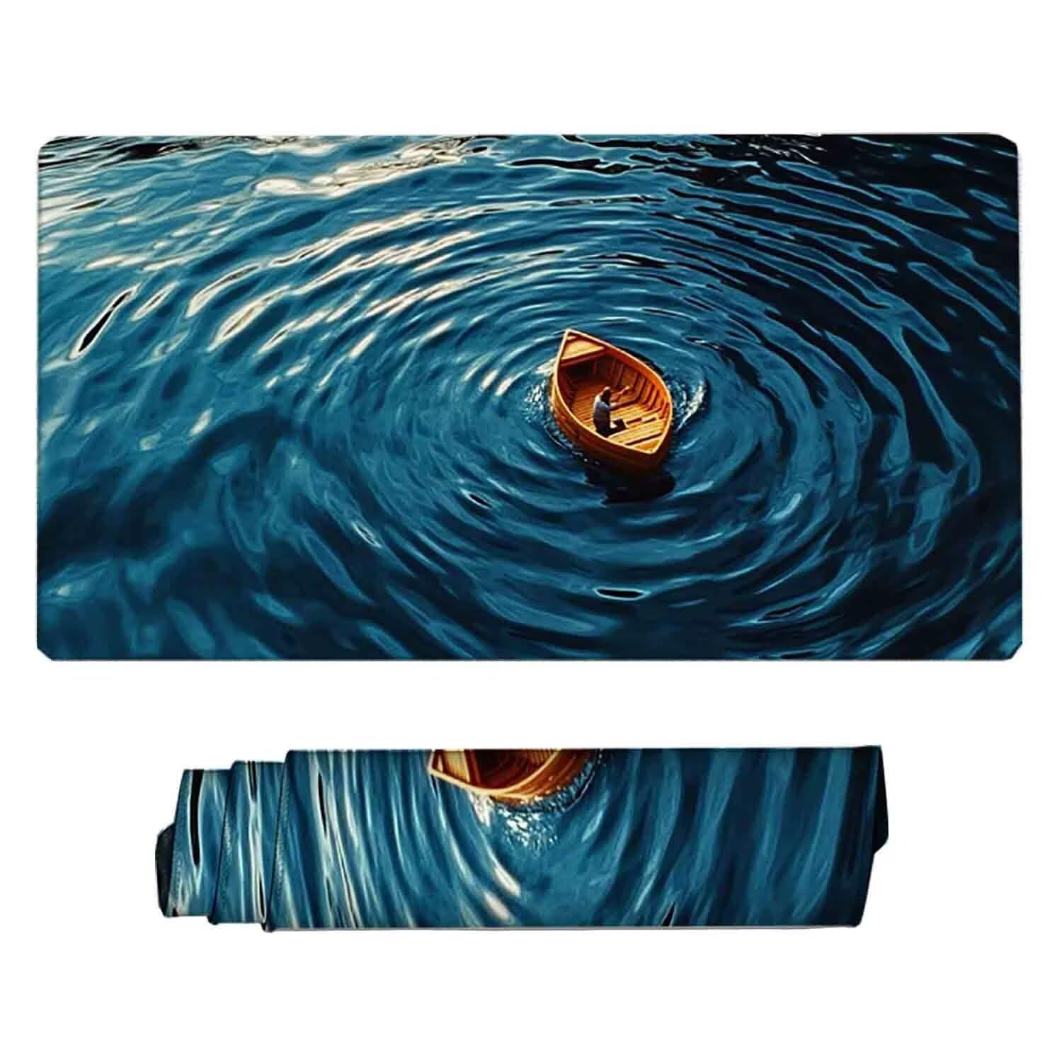 Niebieska podkładka pod mysz morską XXL 1000 x 500 mm podkładka pod mysz z przeszytymi krawędziami i antypoślizgową gumową podstawą podkładka pod mysz, duży matowy biurko do laptopa, akcesoria biurowe