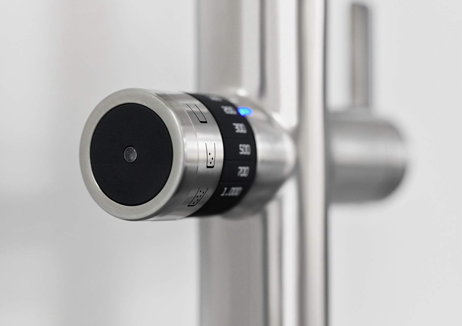 Close-up of BLANCO faucet control dial for filtered water