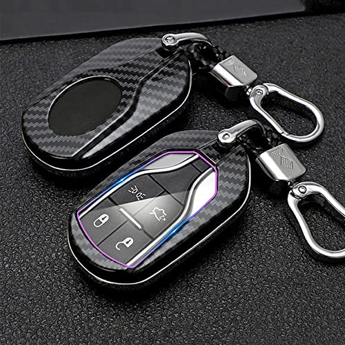 QQAA 1 Uds Funda para Llave de Coche, Carcasa de Fibra de Carbono ABS para Maserati Levante Ghibli Quattroporte GT Granturism GranCabrio Cover