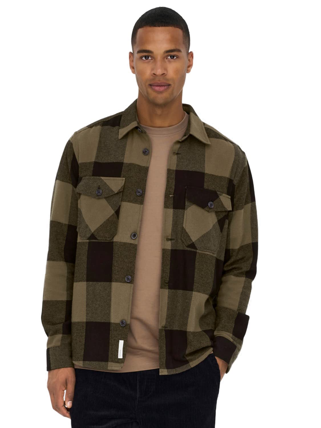 Only & Sons Onsmilo Ls Check Noos - Camiseta de Manga Corta Camisa de franela, Hombre