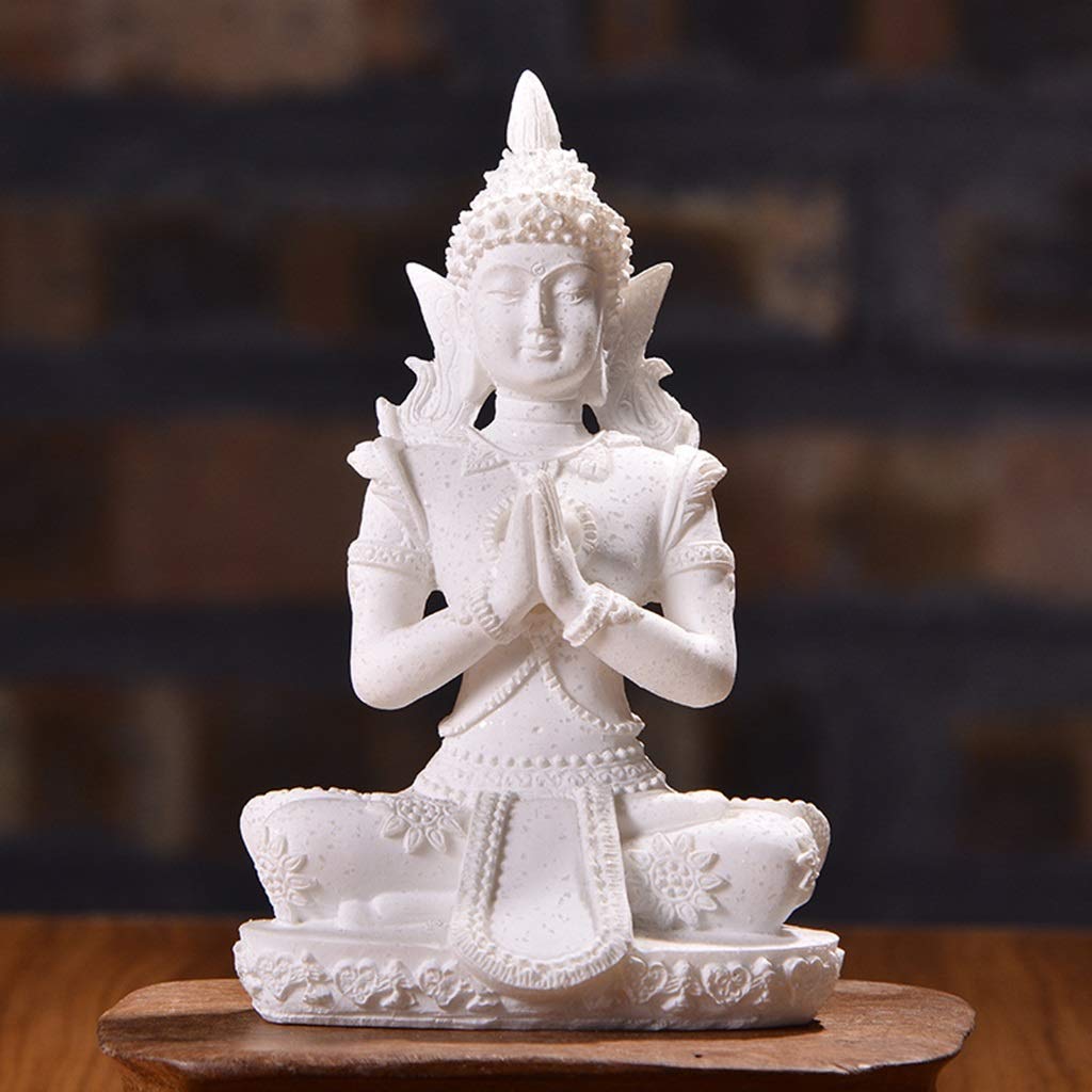 Estatua de Buda Estatua de Buda de 16 Estilos Escultura de Buda de Piedra Arenisca Natural Estatuilla hindú Fengshui meditación decoración del hogar en Miniatura，A
