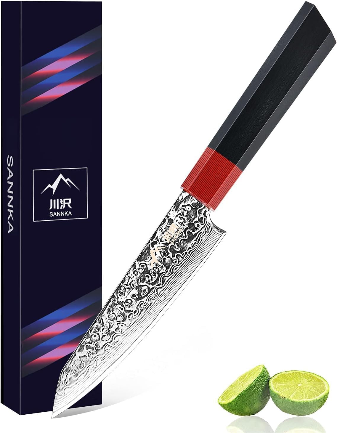 Kiritsuke Chef Knife 5 Inch, Japanese Damascus Knife 67-Layer Steel with G10 Handle - Sharp VG-10 High Carbon Stainless Steel for Home and Kitchen