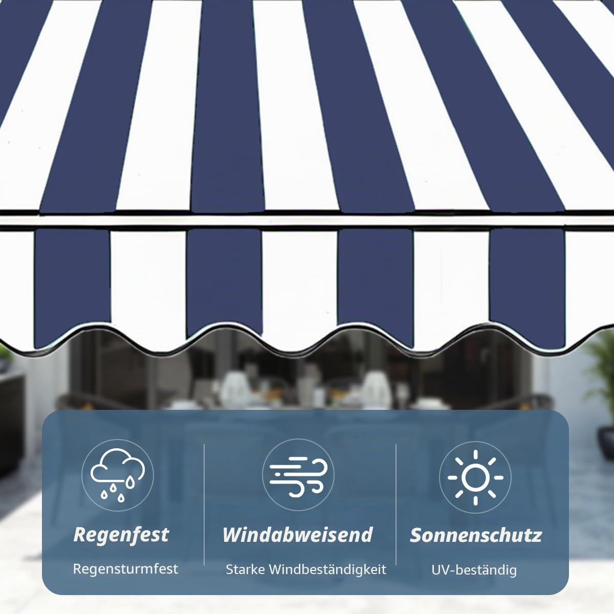 2.0m 2.5m 3.0m 3.6m 4m 5m Ersatzstoff für Terrassenmarkise, UV-Beständiger für Terrassen-Sonnenschirme Balkon Außenbereich Garten, Langlebige Markisen Ersatzstoff(Grau,400x200cm)