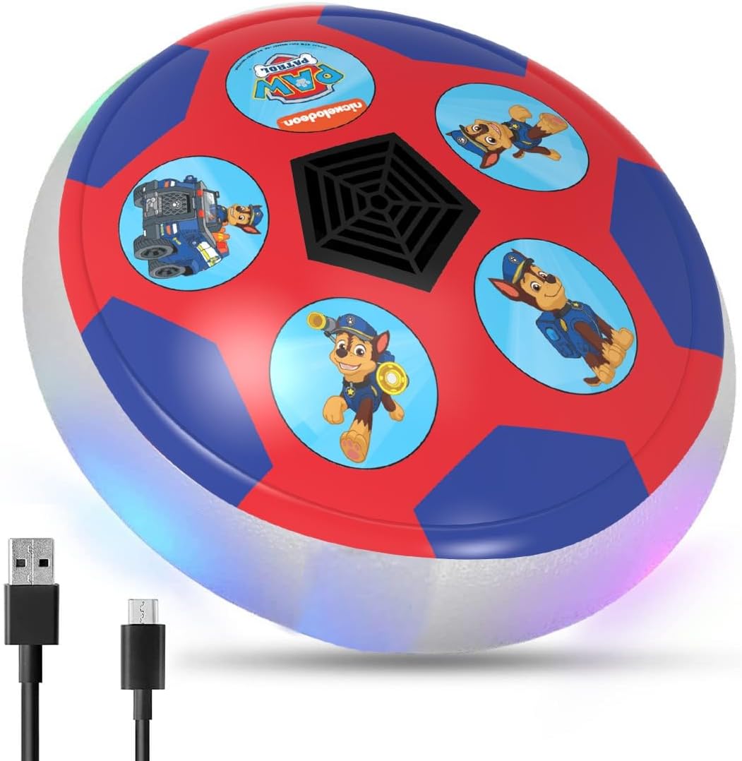 ToyMagic Paw Patrol Chase USB Rechargable Hover Football|Indoor Floating Led Light Soccer Ball|Air Football Disc with Soft Foam Bumpers|Glide On All Floor Types|Birthday Gift for Kids 3+|Multi