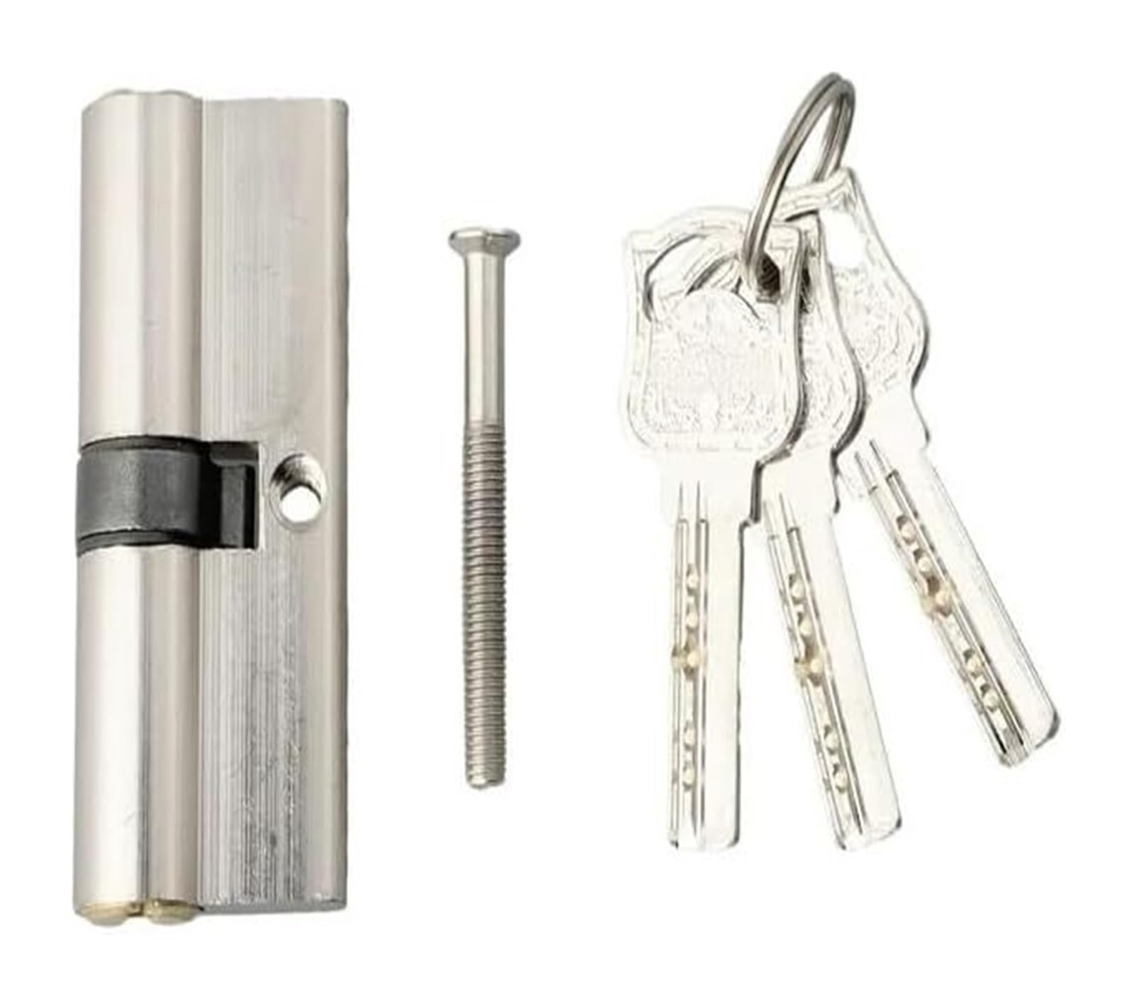Door Lock Cylinder, Cylinder Lock 70mm with 3 Keys Multicolor Security Door Barrel(Silver)